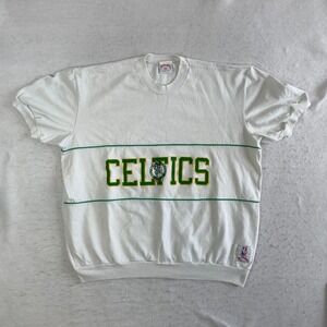 Nutmeg Mills Boston Celtics Sweatshirt XL White Vintage NBA Pullover Made In USA